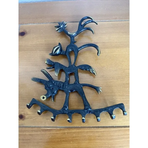 Vintage MCM Walter Bosse Ebonized Brass Key Holder Bremen‎ Town Musicians